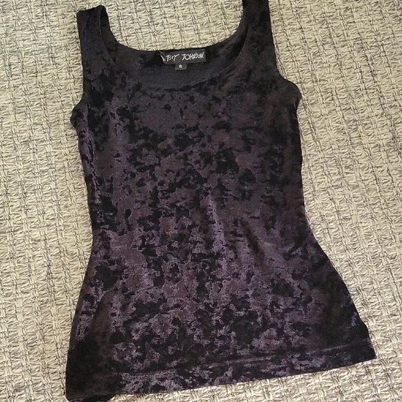 VINTAGE BETSEY JOHNSON BLACK CRUSHED VELVET TANK SMALL - Picture 1 of 8